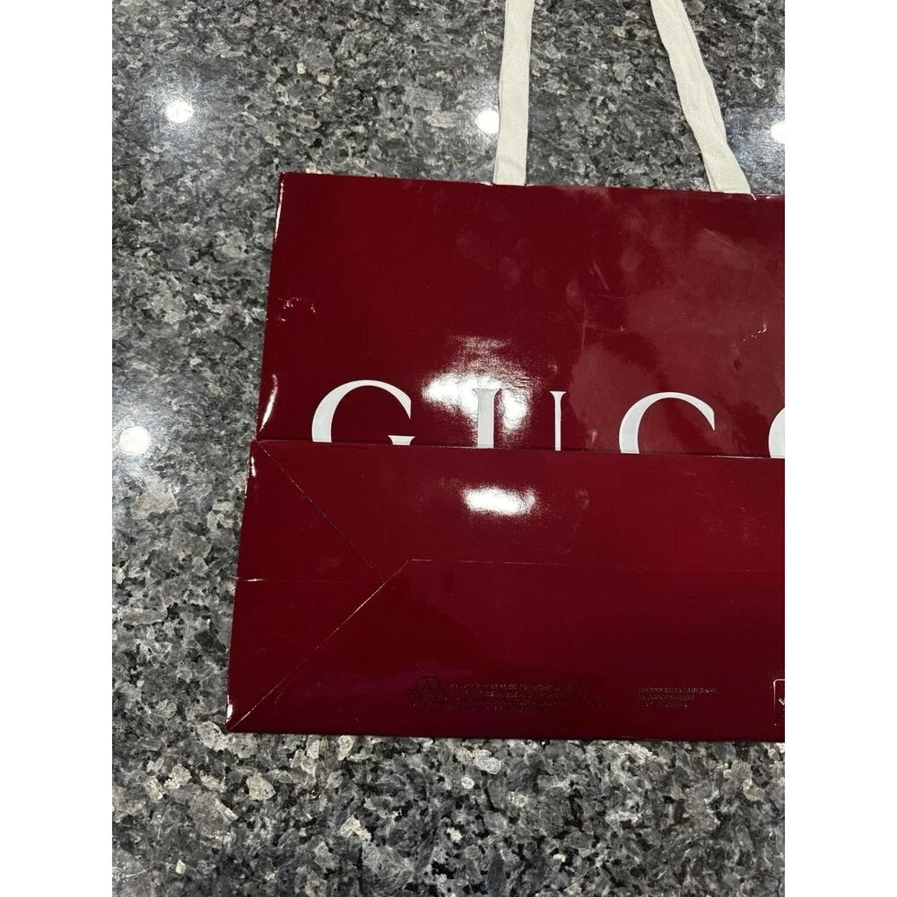 Gucci Shopping Gift Bag Only Red Burgundy Receipt Holder 23